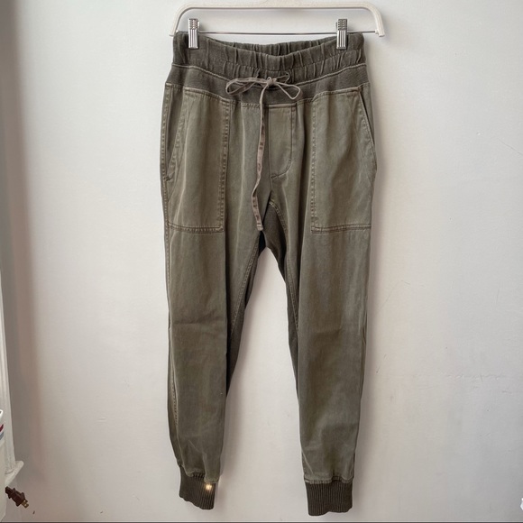 James Perse Mixed Media Pants in Army Green - Picture 3 of 9